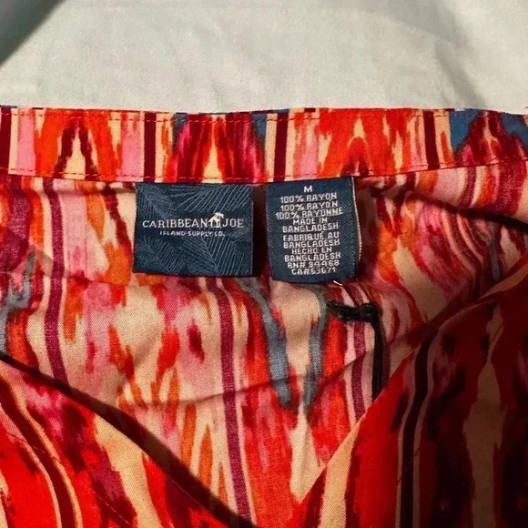 NWT Caribbean Joe Multicolor Rayon Dress Cold Shoulder. V Neck. Sz: M. - Picture 10 of 11